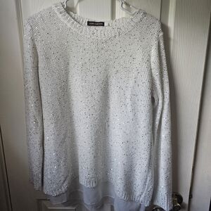 Light weight white & silver sequence sweater